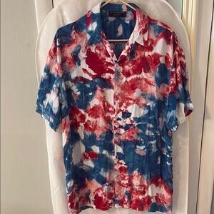 No Boundaries - Red and Blue Tie-Dye Button Down Shirt